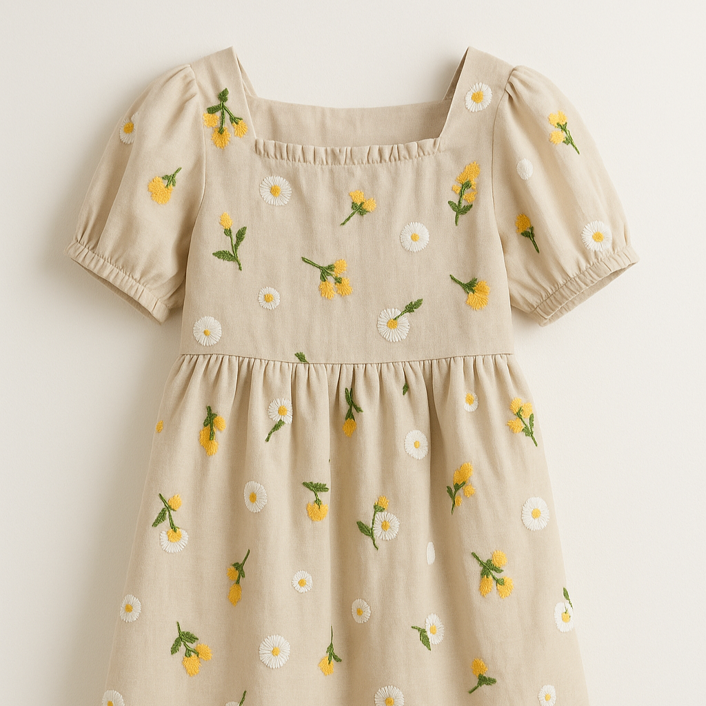 韓国生地 mimosa garden コットン 刺繍 デイジー フラワー CO049 商品画像1