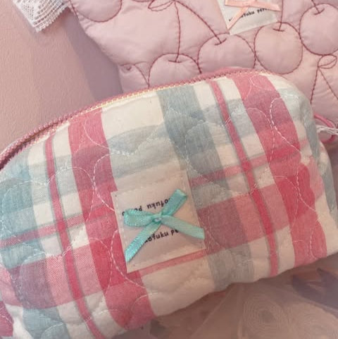 韓国生地 check heart quilting キルティング ハート チェック QU006 商品画像1