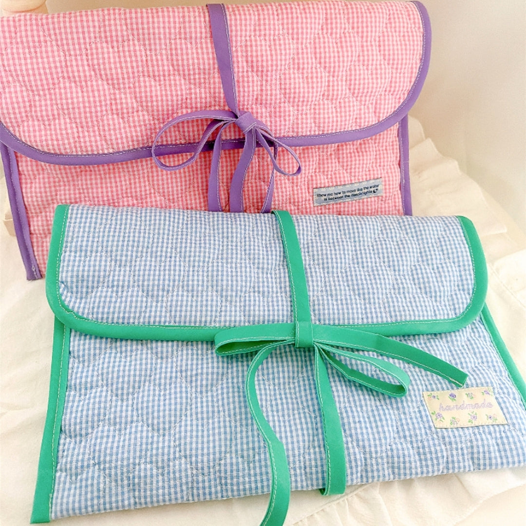 韓国生地 gingham seersucker heart quilting ギンガム ハート キルティング QU019 商品画像1