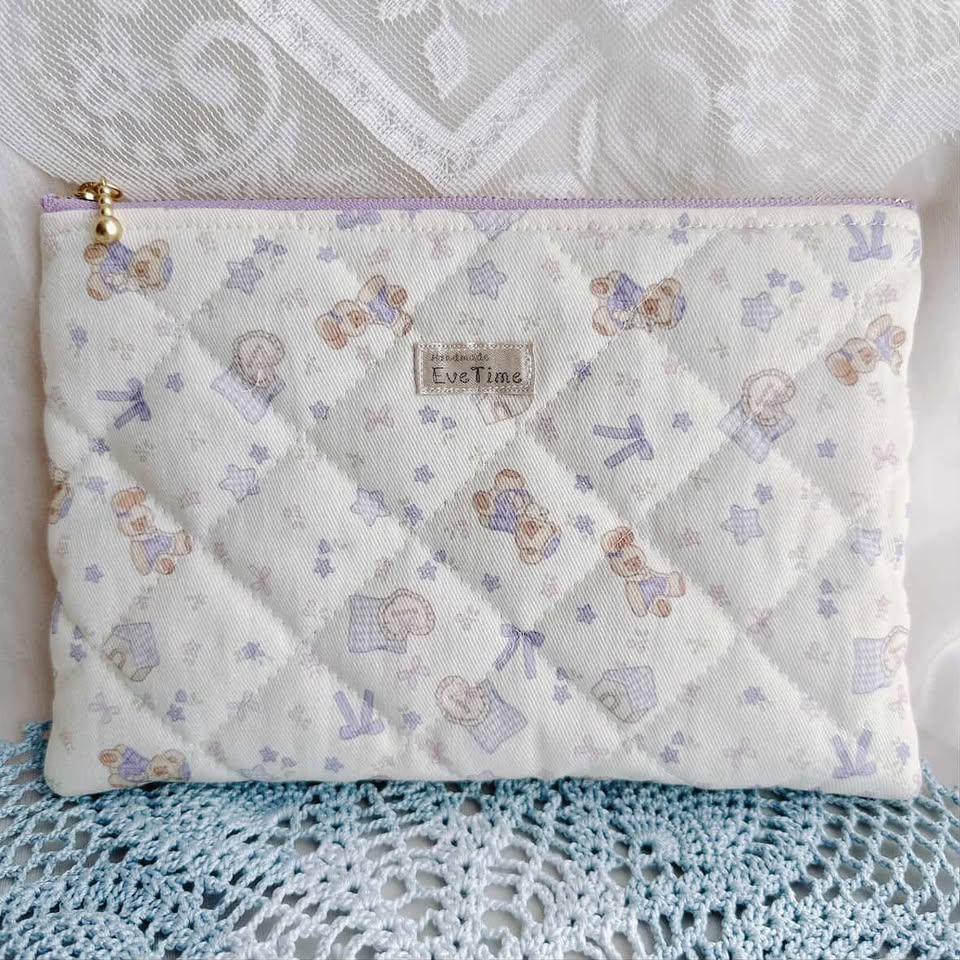 韓国生地 teddybear dream quilting くまさん リボン コットン キルティング QU037 商品画像1