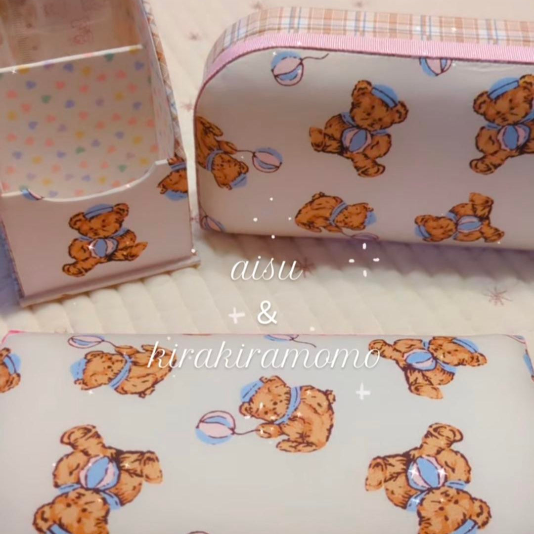 韓国生地 balloon bear くまさん キルティングあり&なし QU015 商品画像1