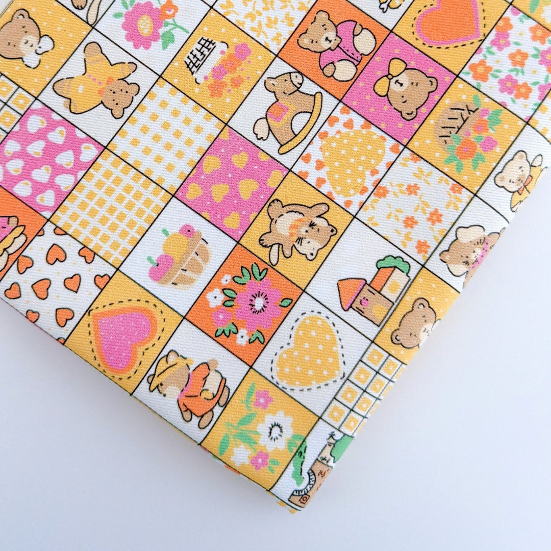 【即納】teddy patchwork twill / くま / パッチワーク / コットン / ツイル［CO072］