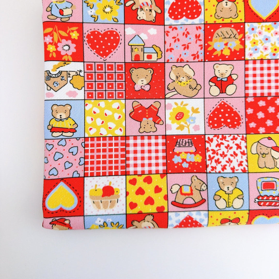 【即納】teddy patchwork twill / くま / パッチワーク / コットン / ツイル［CO072］