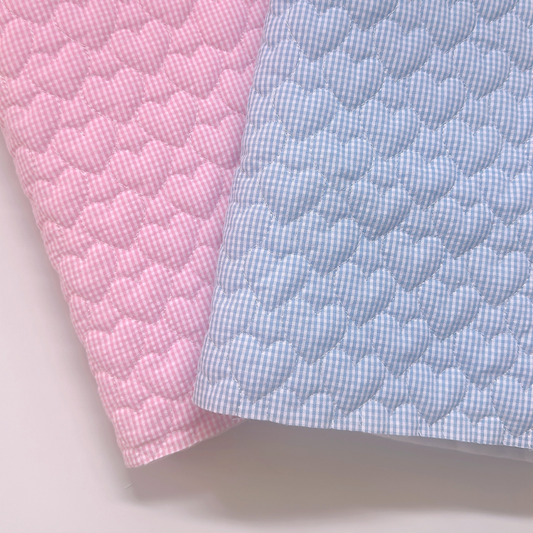 【即納】gingham seersucker heart quilting / ギンガム  / ハート / キルティング［QU019］