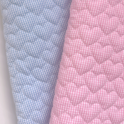 【即納】gingham seersucker heart quilting / ギンガム  / ハート / キルティング［QU019］