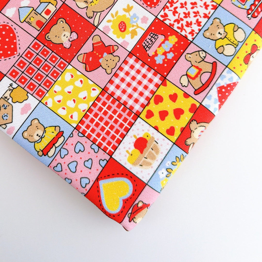 【即納】teddy patchwork twill / くま / パッチワーク / コットン / ツイル［CO072］