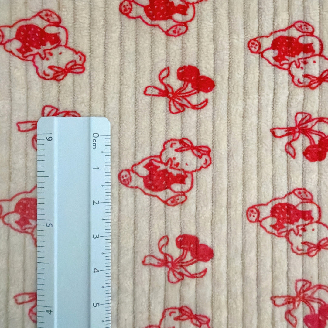 【即納】cherry bear corduroy / いちご / チェリー /くま / ハート［PO019］