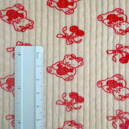 【即納】cherry bear corduroy / いちご / チェリー /くま / ハート［PO019］