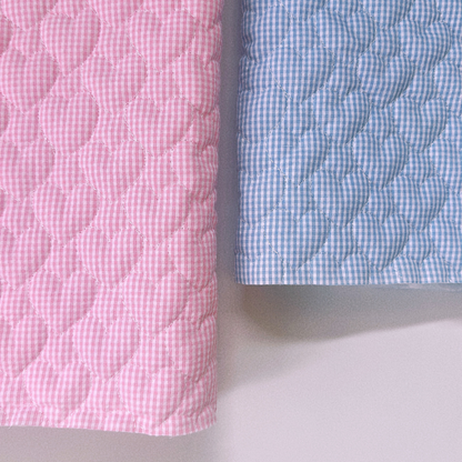 【即納】gingham seersucker heart quilting / ギンガム  / ハート / キルティング［QU019］