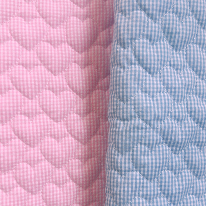 【即納】gingham seersucker heart quilting / ギンガム  / ハート / キルティング［QU019］