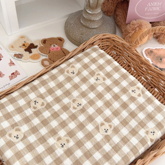 【即納】creamy bear garze / コットン / ガーゼ / くま［CO062］