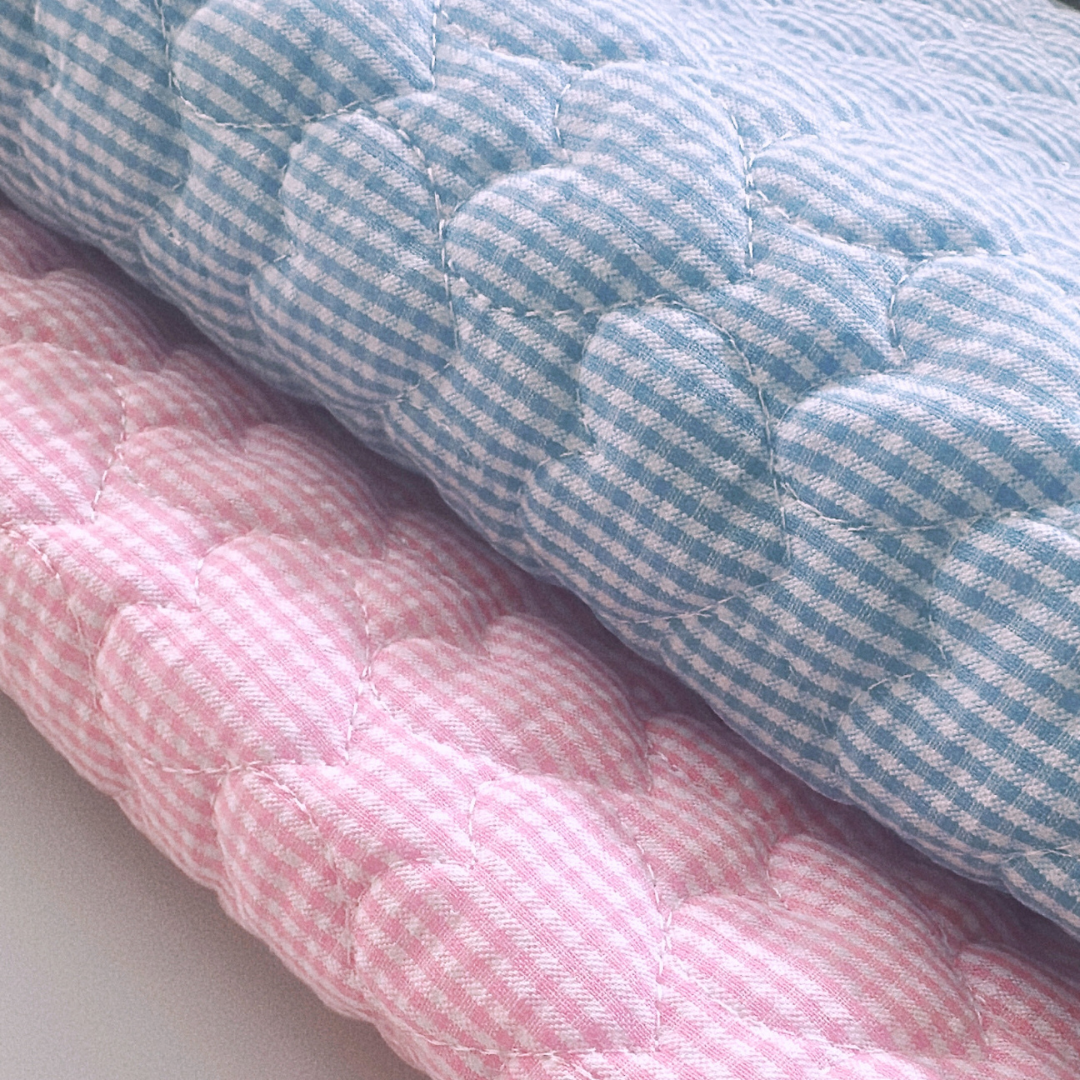 【即納】gingham seersucker heart quilting / ギンガム  / ハート / キルティング［QU019］