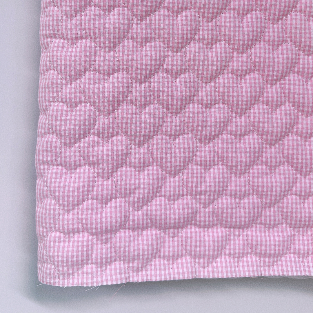 【即納】gingham seersucker heart quilting / ギンガム  / ハート / キルティング［QU019］