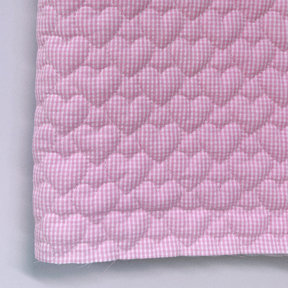 【即納】gingham seersucker heart quilting / ギンガム  / ハート / キルティング［QU019］