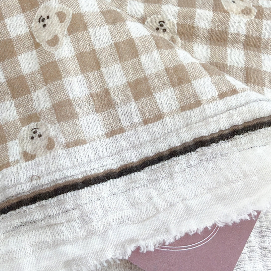 【即納】creamy bear garze / コットン / ガーゼ / くま［CO062］