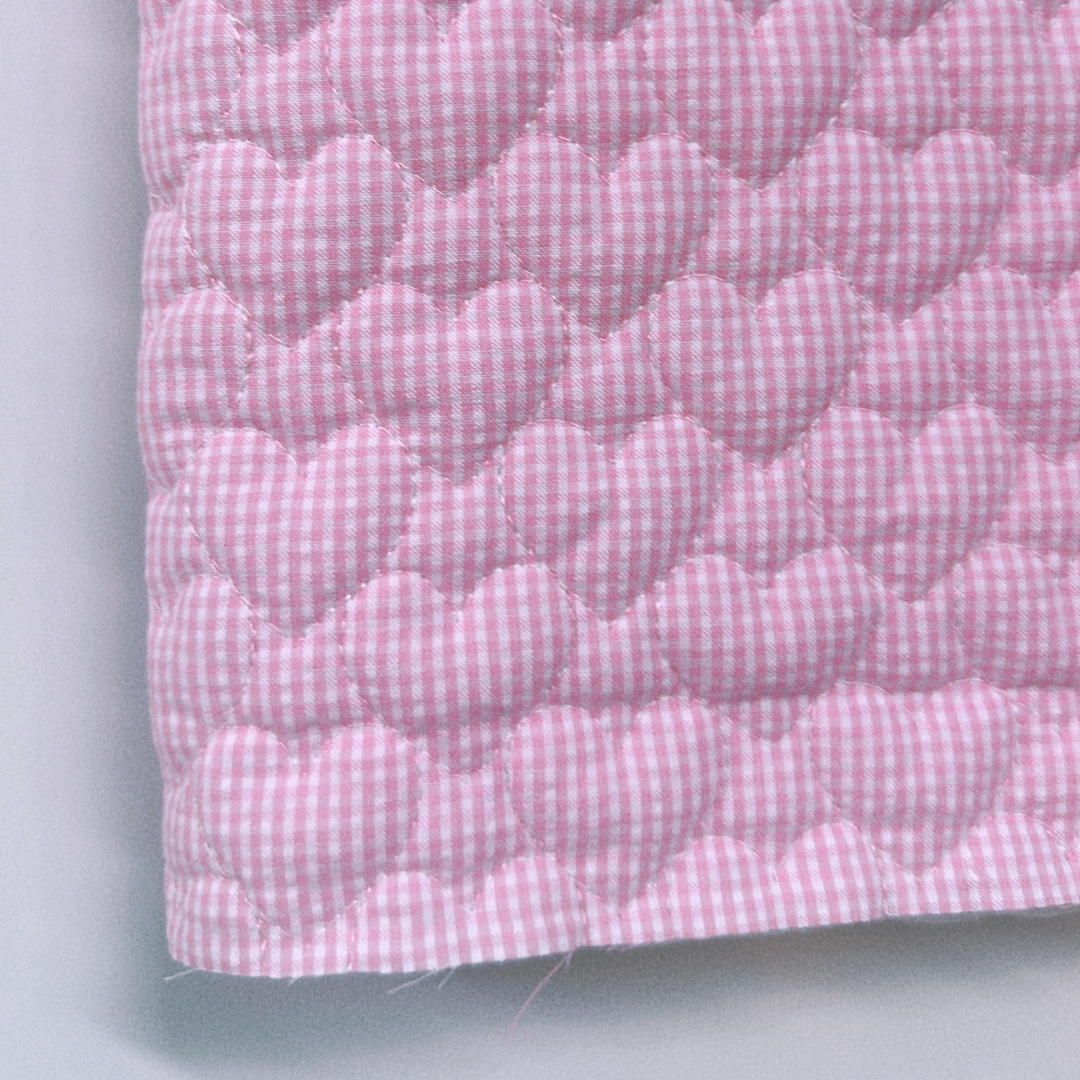 【即納】gingham seersucker heart quilting / ギンガム  / ハート / キルティング［QU019］