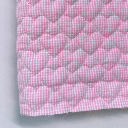 【即納】gingham seersucker heart quilting / ギンガム  / ハート / キルティング［QU019］