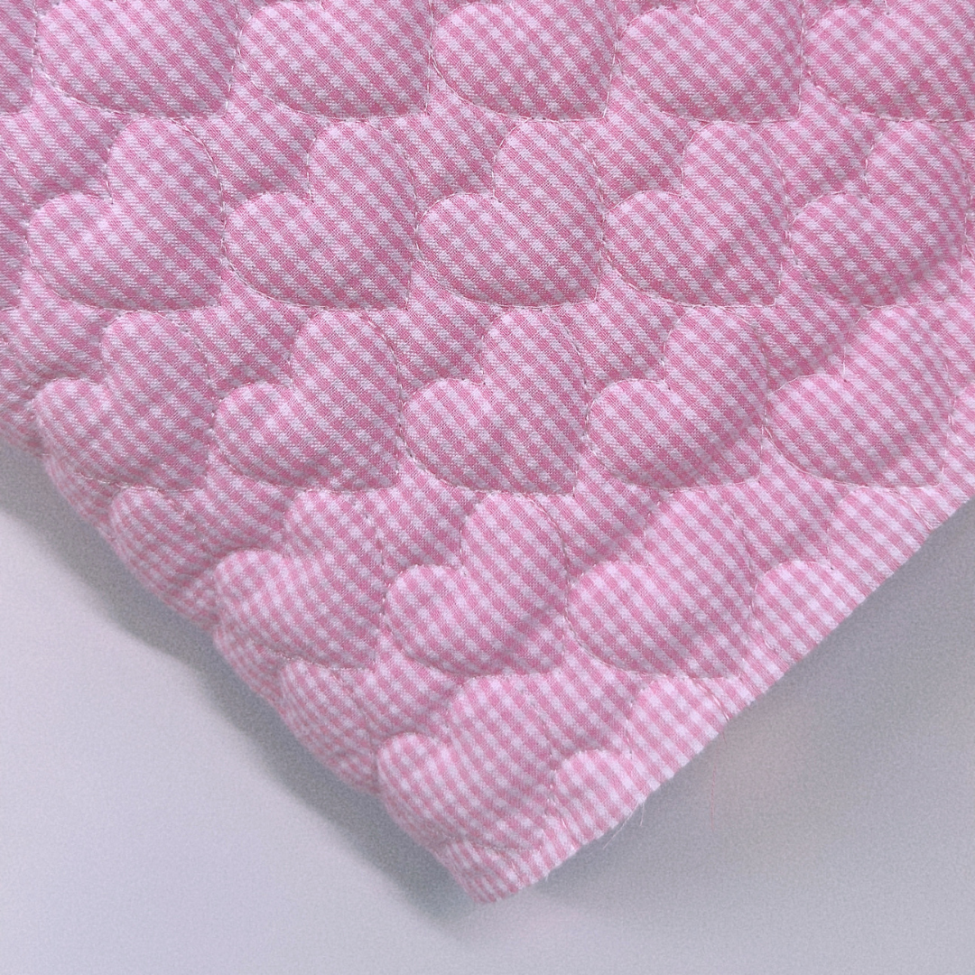 【即納】gingham seersucker heart quilting / ギンガム  / ハート / キルティング［QU019］