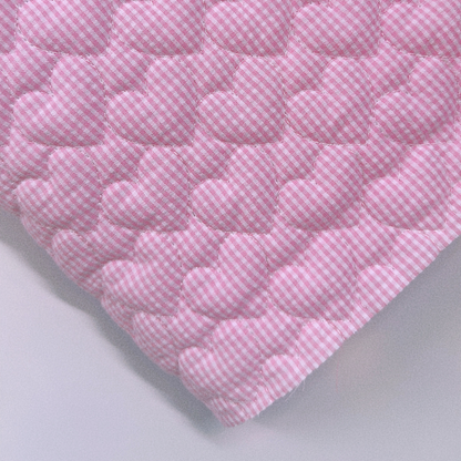 【即納】gingham seersucker heart quilting / ギンガム  / ハート / キルティング［QU019］