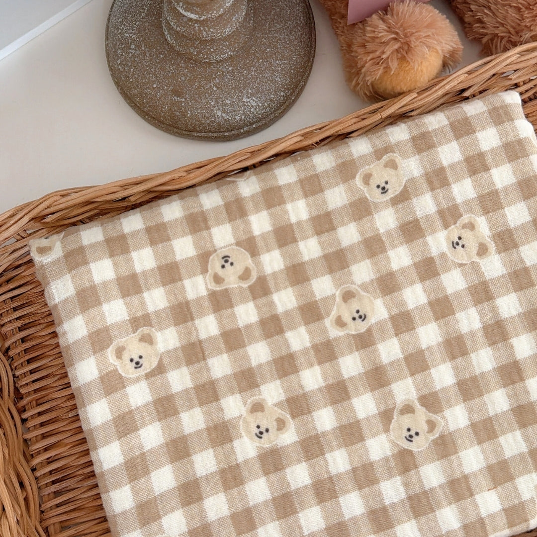 【即納】creamy bear garze / コットン / ガーゼ / くま［CO062］