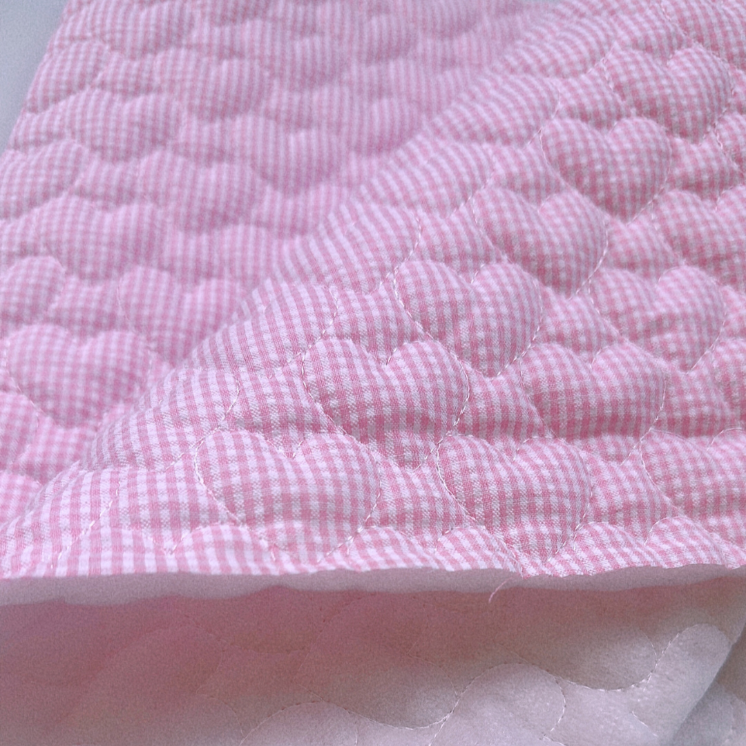 【即納】gingham seersucker heart quilting / ギンガム  / ハート / キルティング［QU019］