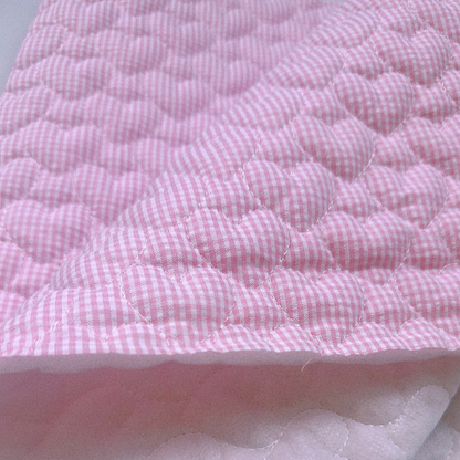 【即納】gingham seersucker heart quilting / ギンガム  / ハート / キルティング［QU019］