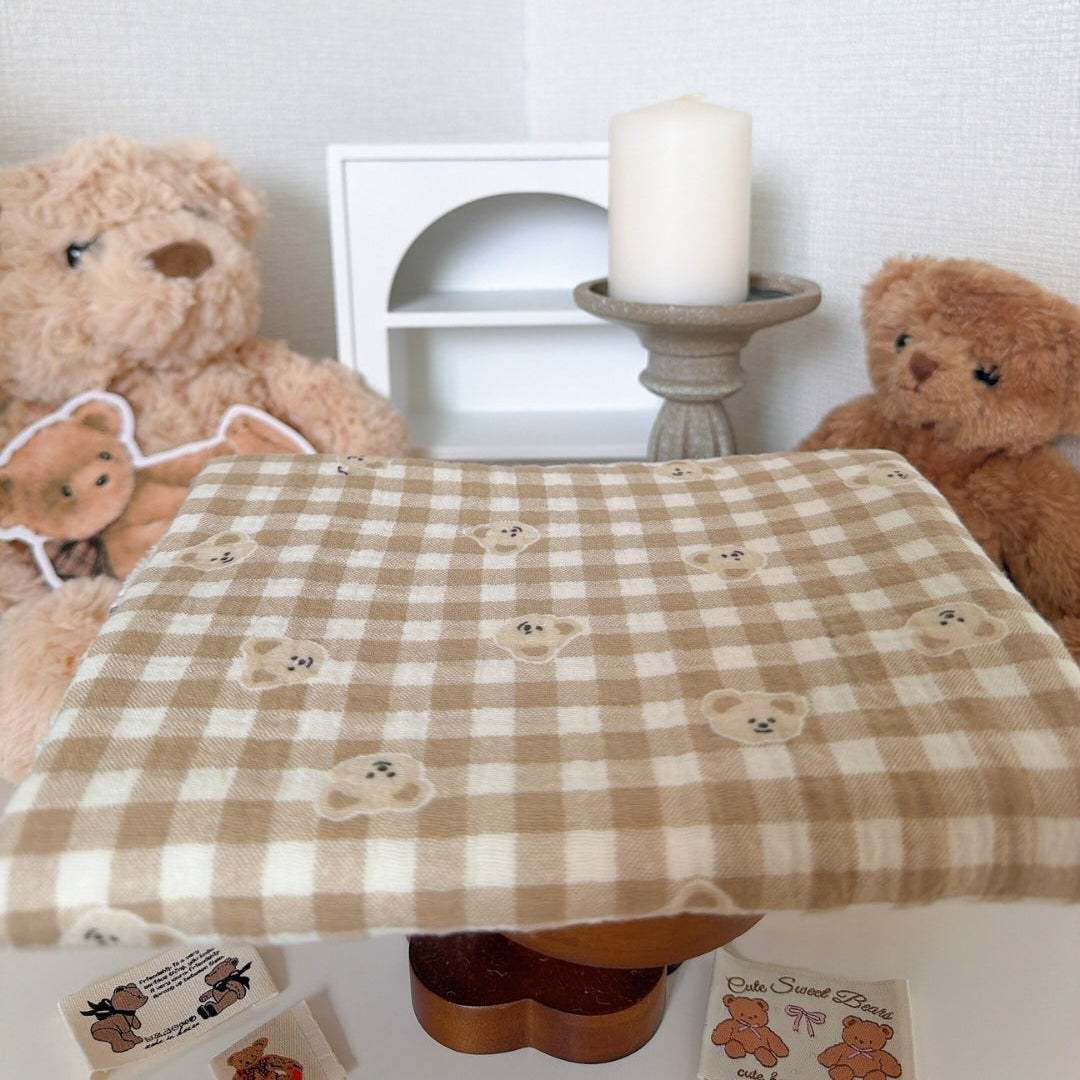 【即納】creamy bear garze / コットン / ガーゼ / くま［CO062］