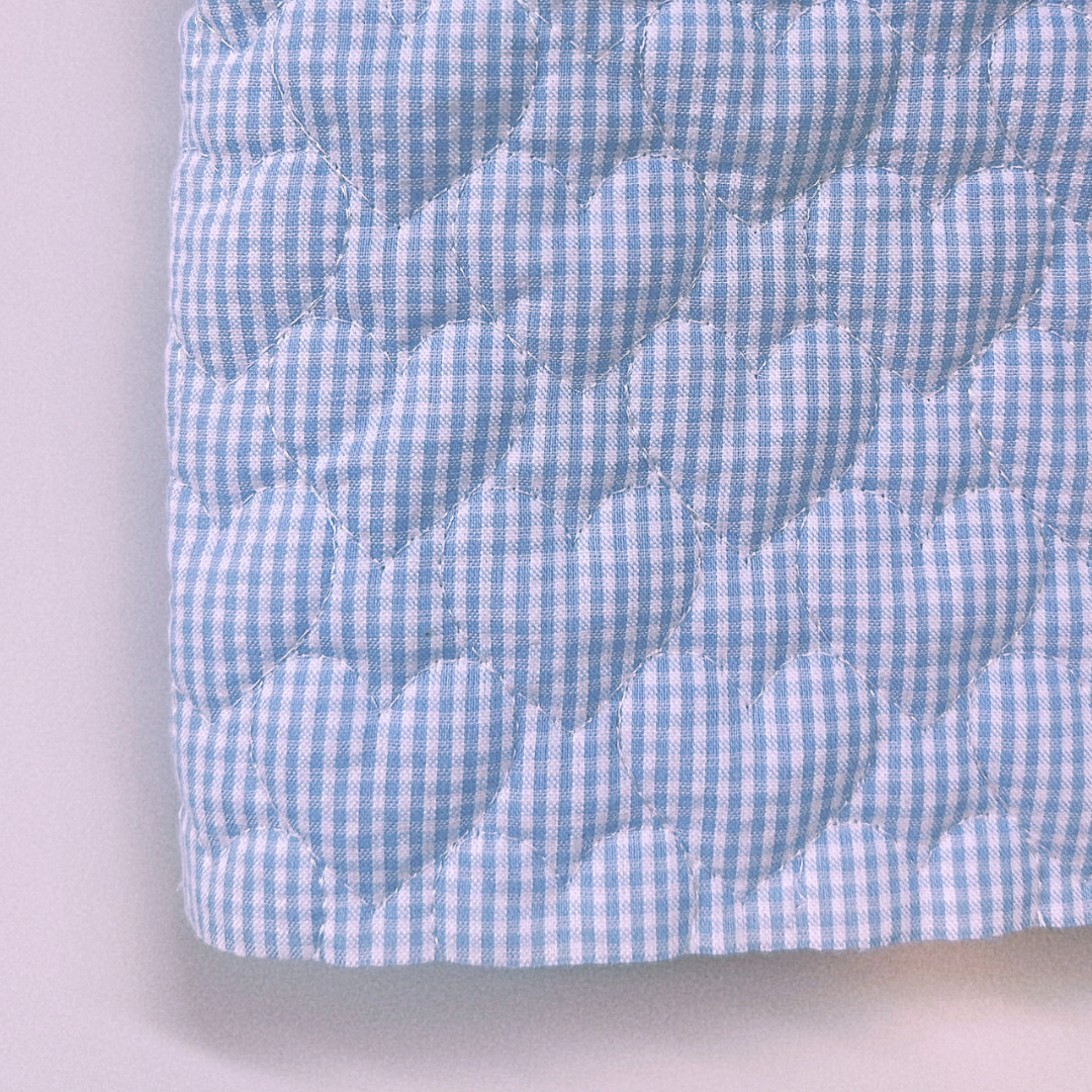 【即納】gingham seersucker heart quilting / ギンガム  / ハート / キルティング［QU019］