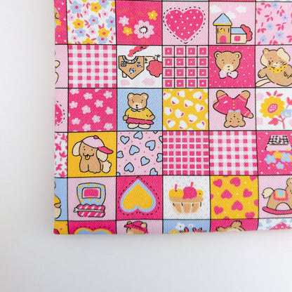 【即納】teddy patchwork twill / くま / パッチワーク / コットン / ツイル［CO072］