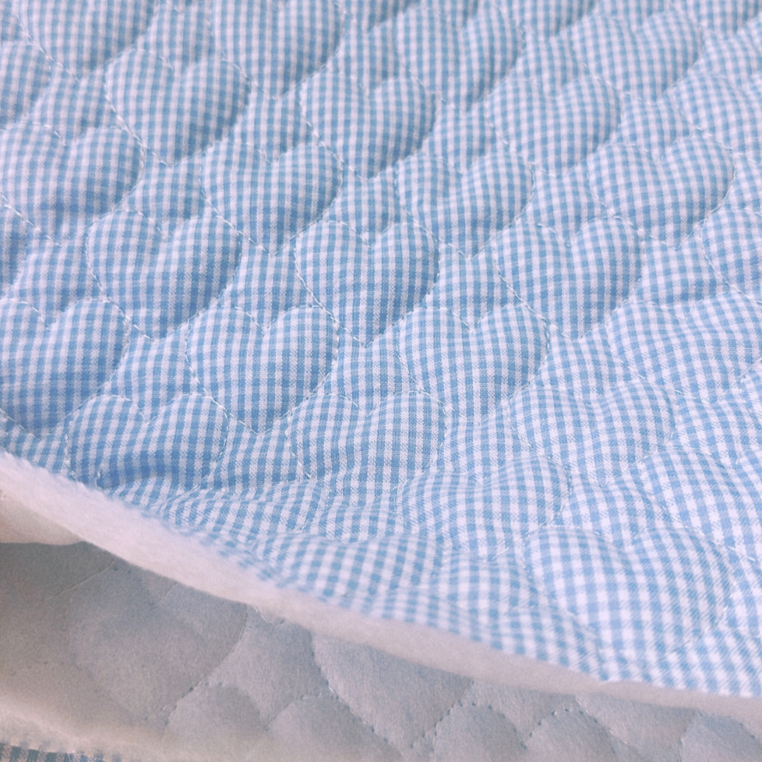 【即納】gingham seersucker heart quilting / ギンガム  / ハート / キルティング［QU019］