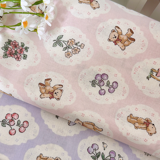 【即納】teddy bear garden / くま / パステル / コットン［CO040］
