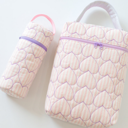 【即納】sugar stripe heart quilting / ストライプ / キルティング［QU016］