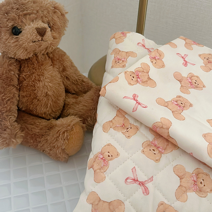 【即納】ribbon teddy quilting / くま / テディベア / リボン / キルティング / コットン［QU028］