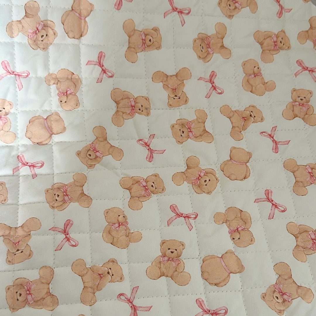 【即納】ribbon teddy quilting / くま / テディベア / リボン / キルティング / コットン［QU028］