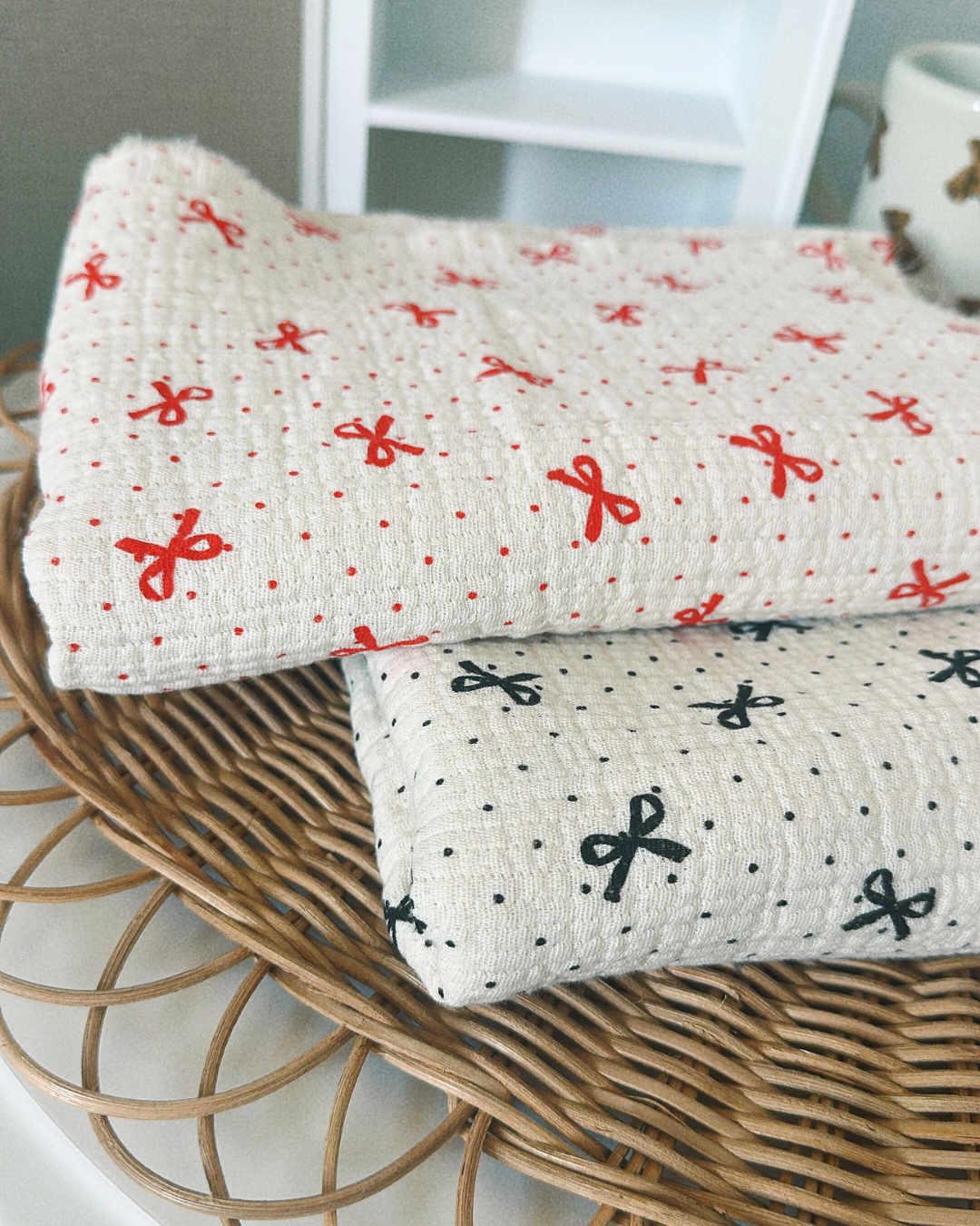 【即納】dot ribbon gauze / コットン  / ガーゼ / リボン［CO016］