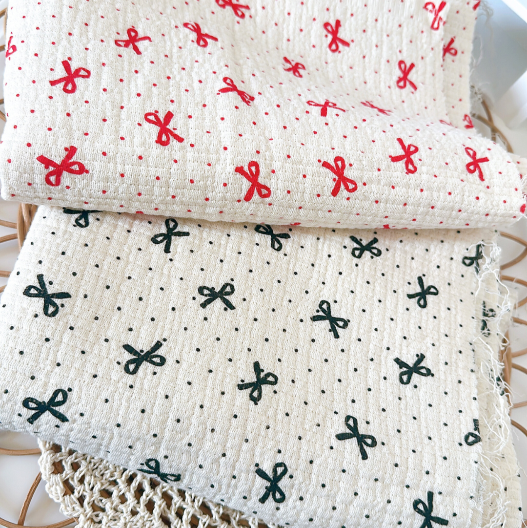 【即納】dot ribbon gauze / コットン  / ガーゼ / リボン［CO016］