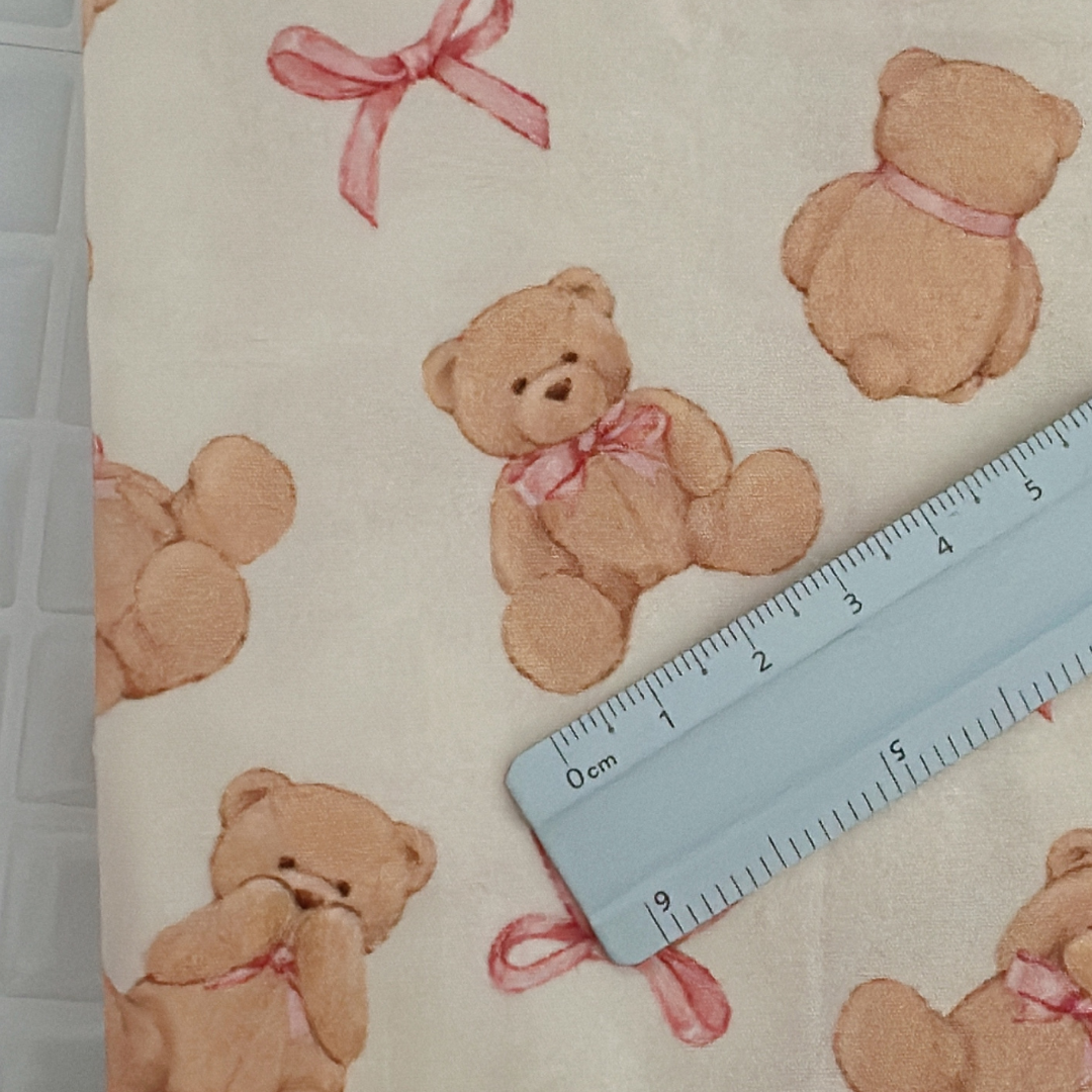 【即納】ribbon teddy quilting / くま / テディベア / リボン / キルティング / コットン［QU028］