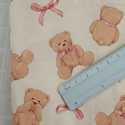 【即納】ribbon teddy quilting / くま / テディベア / リボン / キルティング / コットン［QU028］