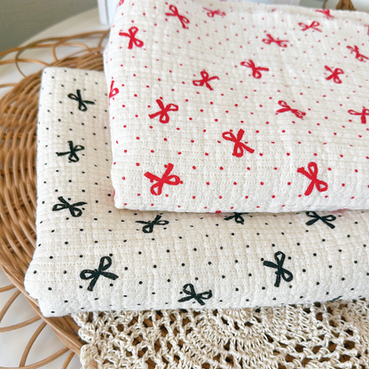 【即納】dot ribbon gauze / コットン  / ガーゼ / リボン［CO016］