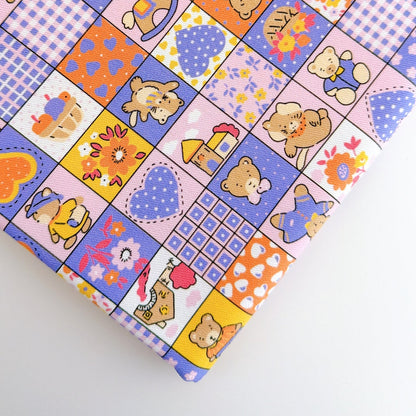 【即納】teddy patchwork twill / くま / パッチワーク / コットン / ツイル［CO072］