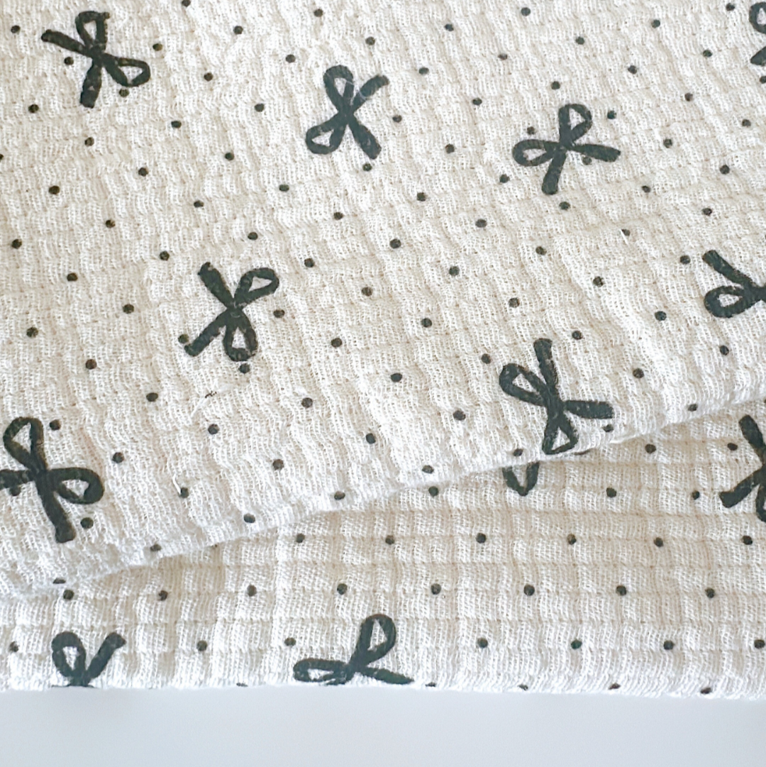 【即納】dot ribbon gauze / コットン  / ガーゼ / リボン［CO016］