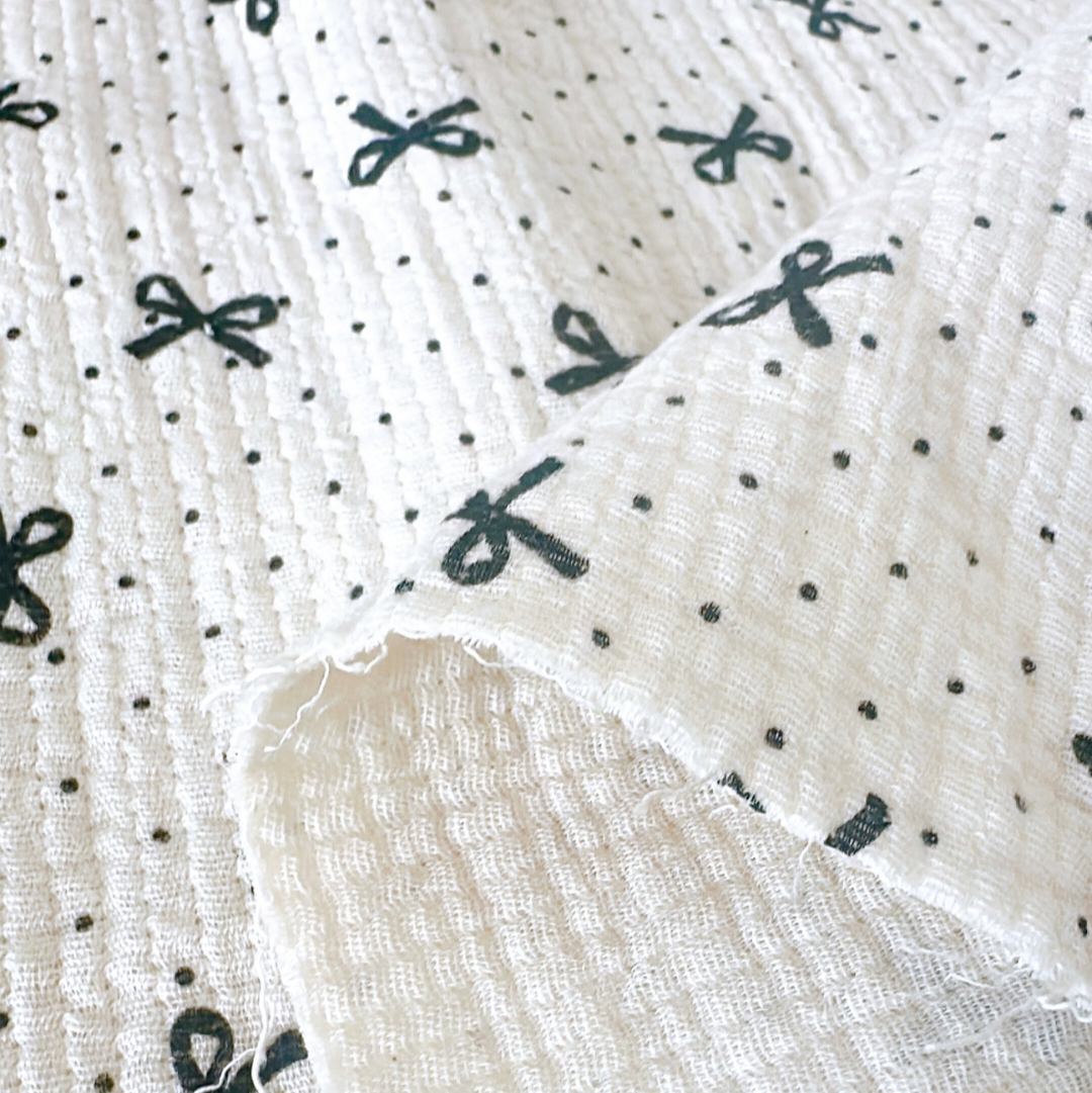 【即納】dot ribbon gauze / コットン  / ガーゼ / リボン［CO016］