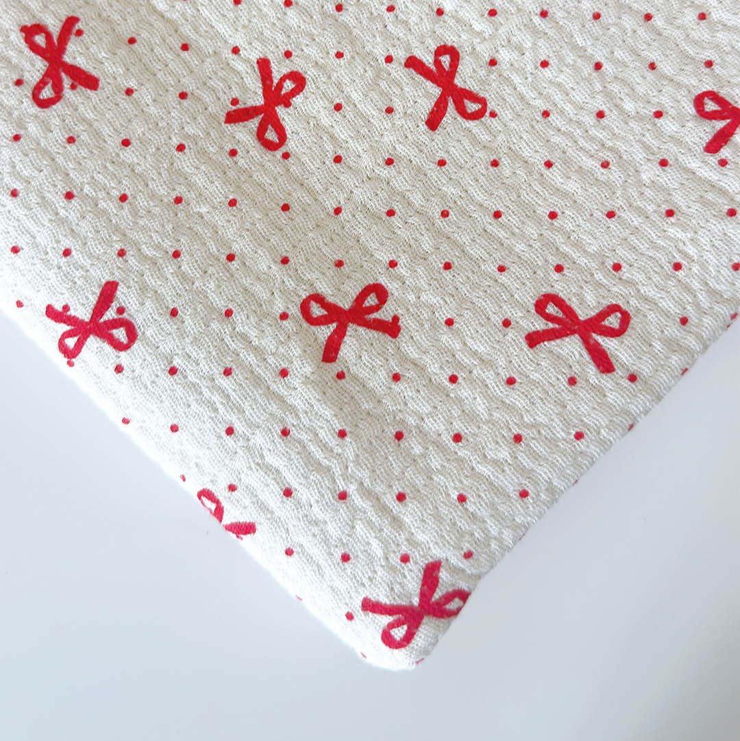 【即納】dot ribbon gauze / コットン  / ガーゼ / リボン［CO016］