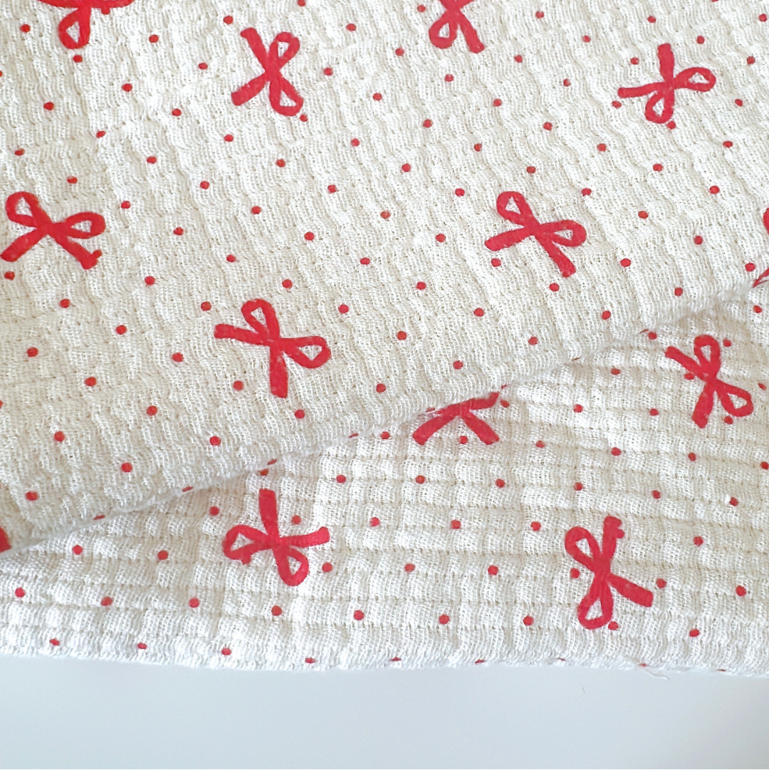 【即納】dot ribbon gauze / コットン  / ガーゼ / リボン［CO016］