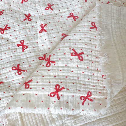 【即納】dot ribbon gauze / コットン  / ガーゼ / リボン［CO016］