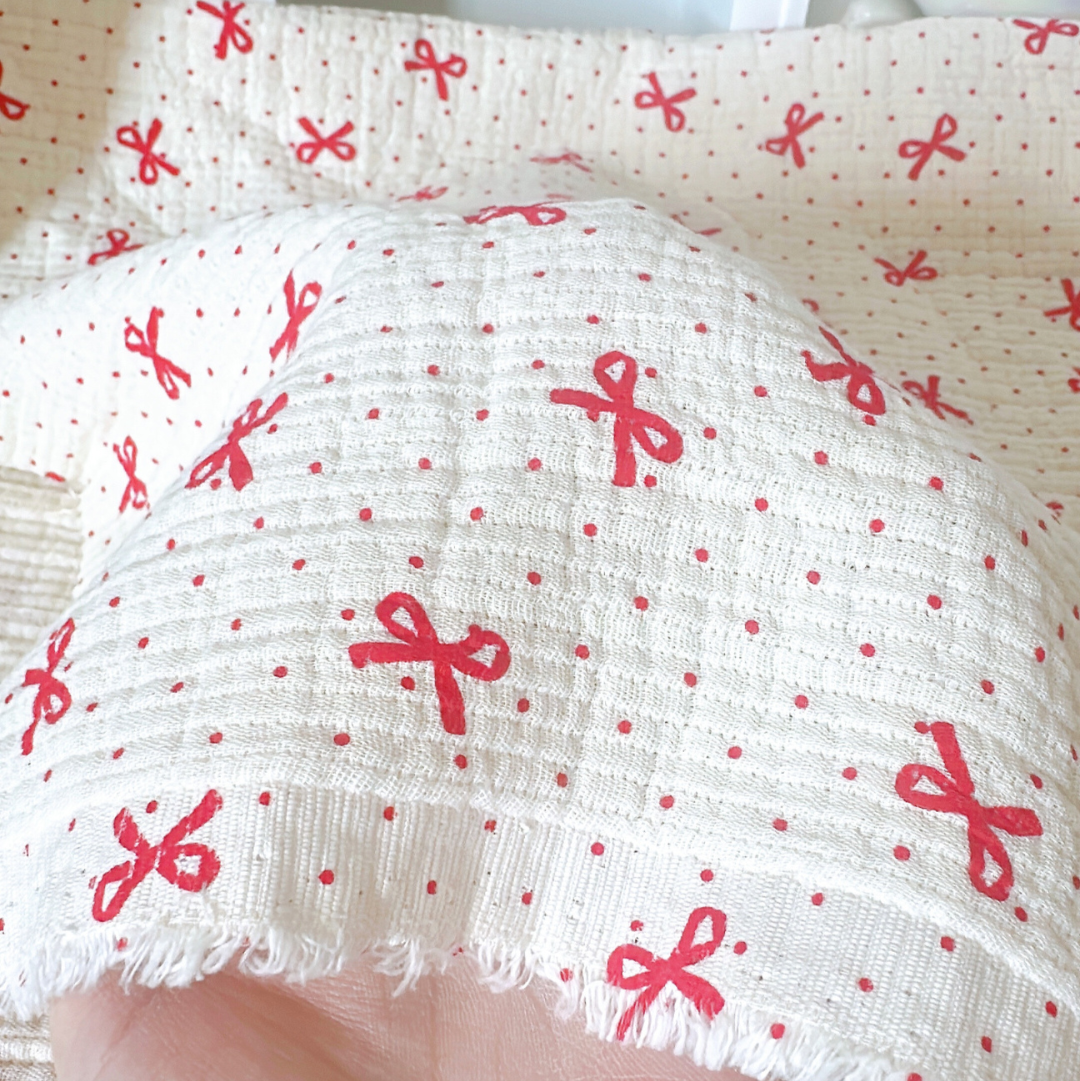 【即納】dot ribbon gauze / コットン  / ガーゼ / リボン［CO016］