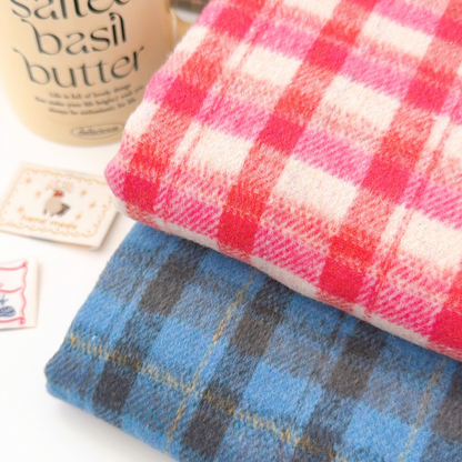 【即納】fluffy wool check / ウール / チェック / コットン / ポリエステル［CO087］