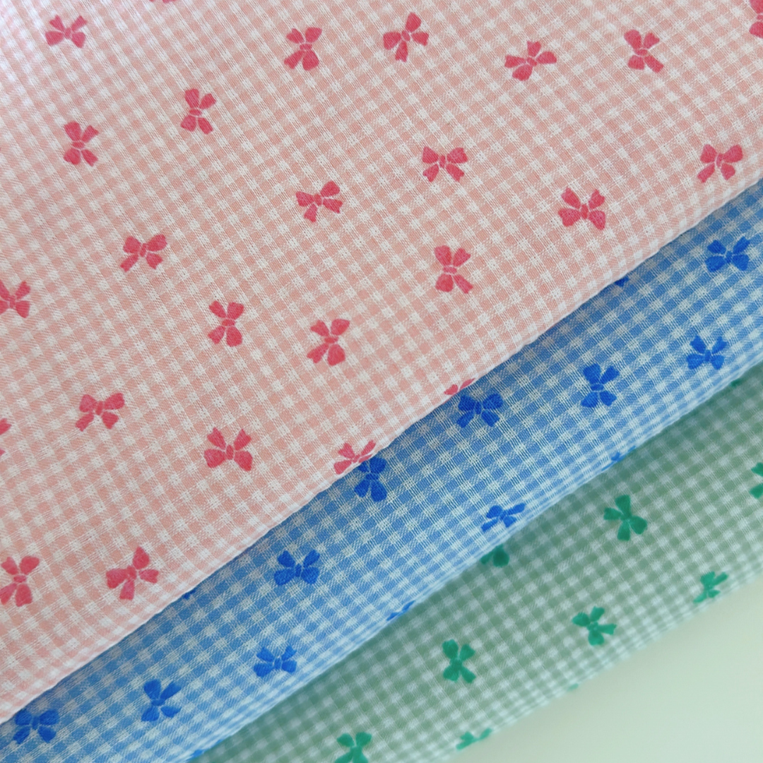 【即納】ripple mini ribbon check / コットン  / リボン / チェック ［CO022］