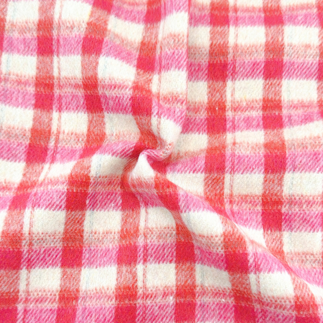 【即納】fluffy wool check / ウール / チェック / コットン / ポリエステル［CO087］