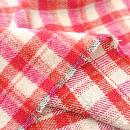 【即納】fluffy wool check / ウール / チェック / コットン / ポリエステル［CO087］